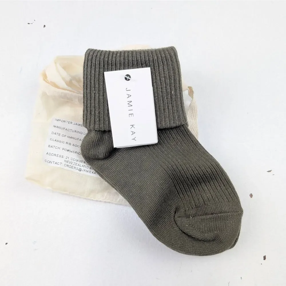 Jamie Kay Fold Over Socks 2-4 Year Toddler Bear (Olive Green)